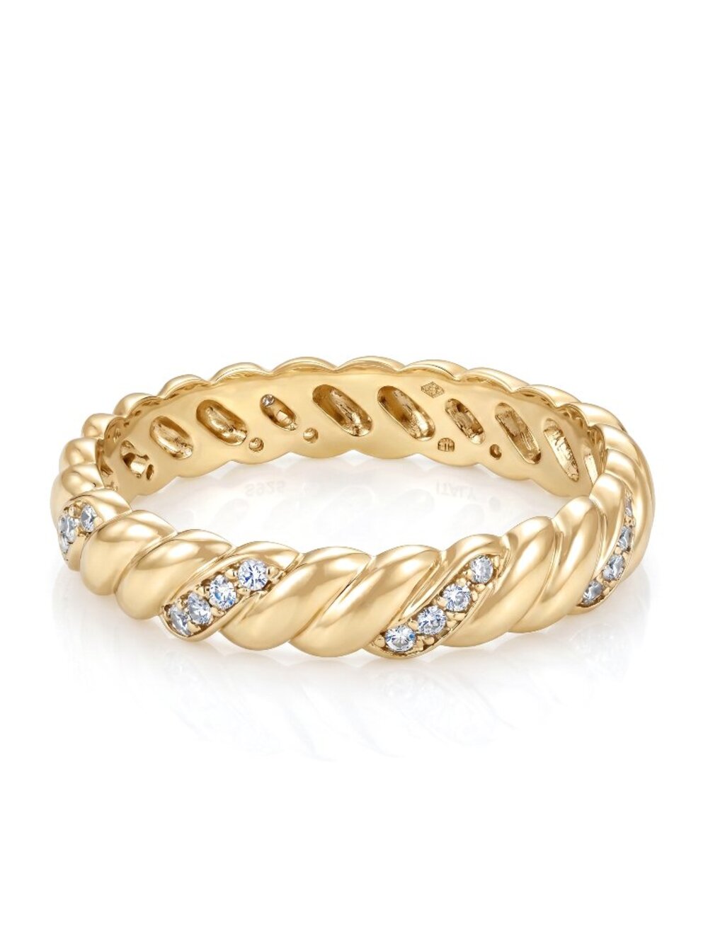Gold Croissant Twisted Rope Band ring, Charmed Aroma